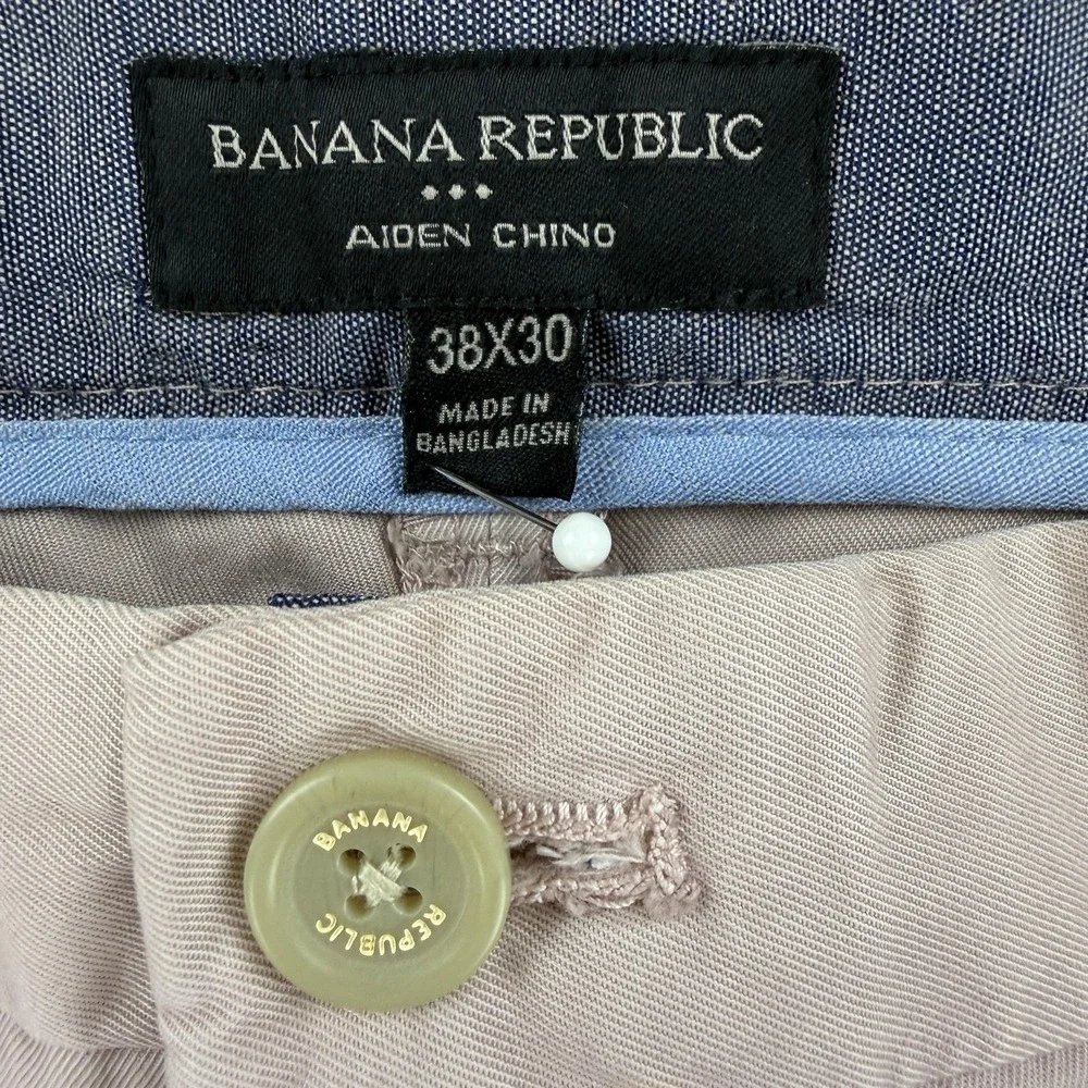 Banana Republic Aiden Chino Pants Mens 38x30 Pink Straight Leg‎ Cotton Casual